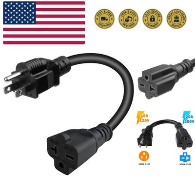 Nema Adapter 120V/240V Adaptor Connector 15A Household Plug to 6-20 Receptacl...