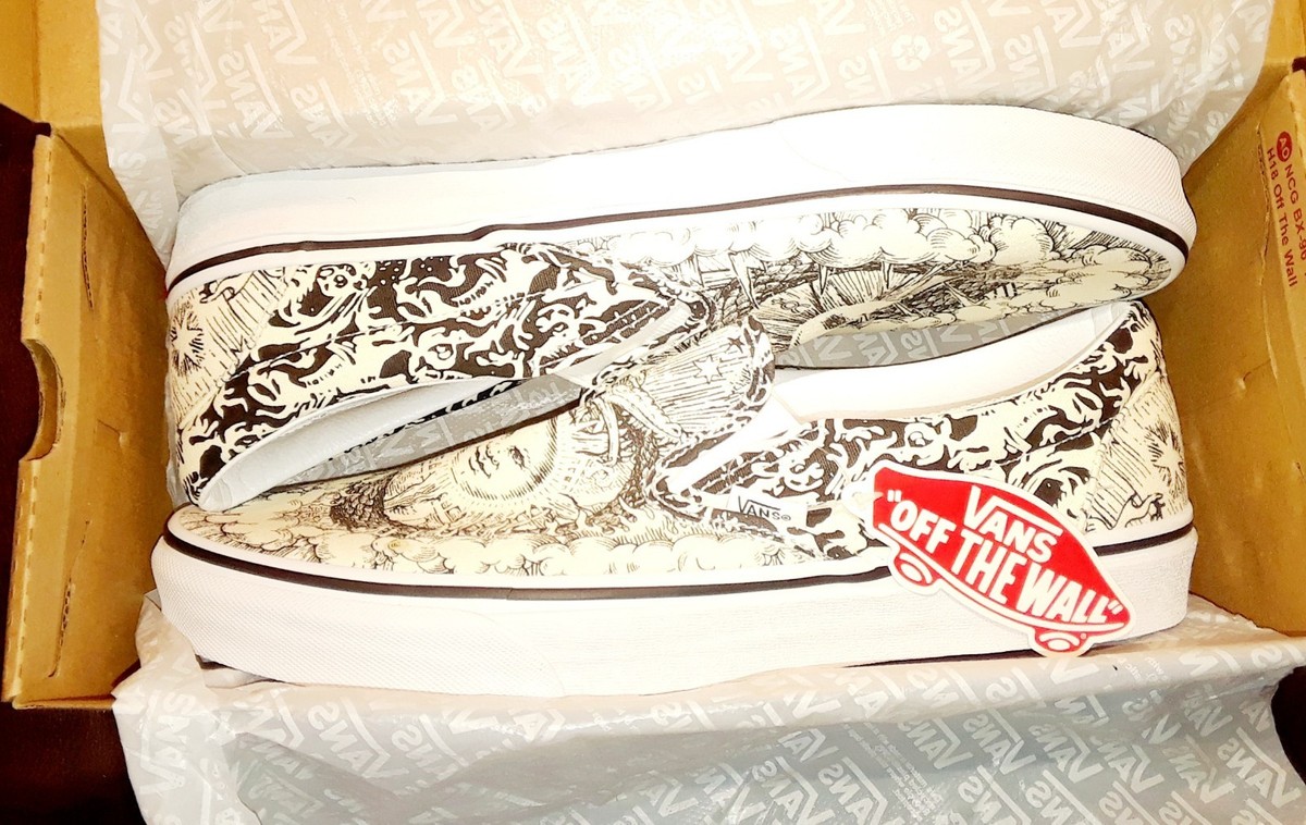 VANS slip on Ouroboros NEW men's 11 white sketch nature comfort