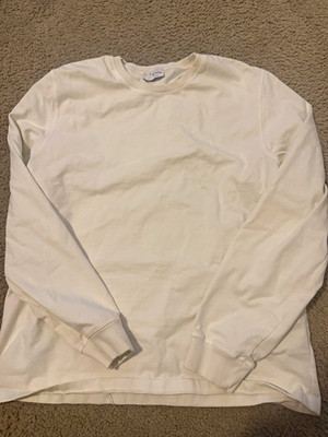 Wolf vs Goat Men's L White Solid Crew Neck Long Sleeve Pullover Sweater