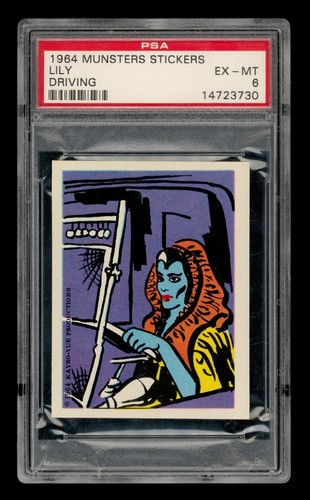1964 Munsters Stickers Set-Break Lily Driving PSA 6 EX-MT