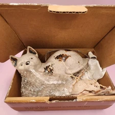 Vintage Stoneware Pottery Cat And Kittens Wind Chime