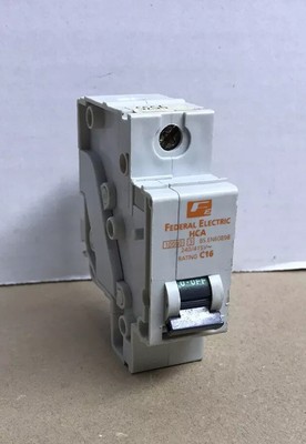 16Amp C16 10kA MCB einpoliger Leitungsschutzschalter Federal Electric HCA 240/415 gebraucht