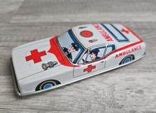 Vintage Tin Toy Friction Ambulance Car Made in Japan Collectible