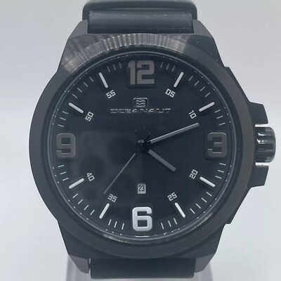 Oceanaut Mens Watch Date 48mm Case Black Rubber Strap Quartz Three Hands