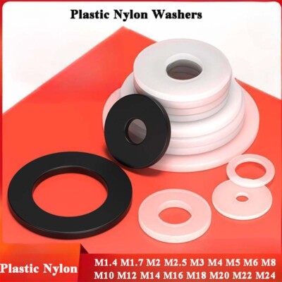 Nylon Flat Washers Plastic Washers Gasket for Pipes, Faucets, Mechanical Repairs