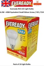 10 x 6.2W = 40W LED R50 Light Bulbs E14 SES Reflector Bulb Warm White Eveready