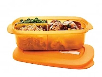 New Tupperware CRYSTALWAVE Mikrowelle Aufwärmbar Unterteilt Lunchbox 1L