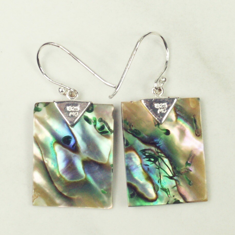 Sterling Silver Hook Drop Dangle Abalone Rectangl… - image 8