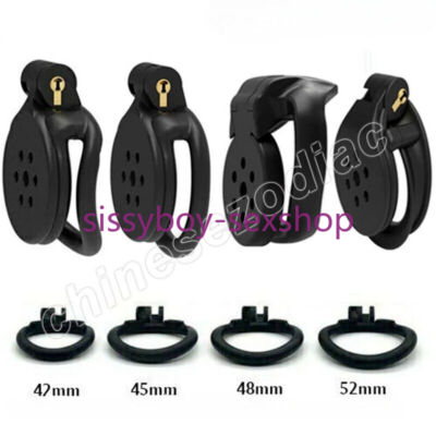 Male Chastity Device Super Small Flat Resin Chastity Cage Lock Belt Rings