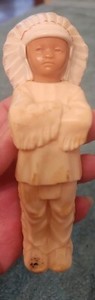 Vintage Celluloid Plastic 5 3/4" Native American Indian Chief Toy Figurine