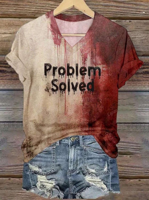 Damen T-shirt Halloween blutig Zombie lässig Sommer Kurzarm