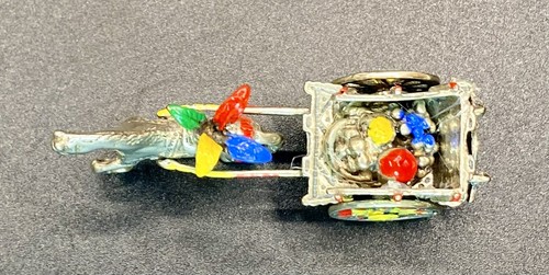 VTG 800 Silver Enameled Painted Horse Drawn Cart Miniature, Made In Italy. - Picture 9 of 11