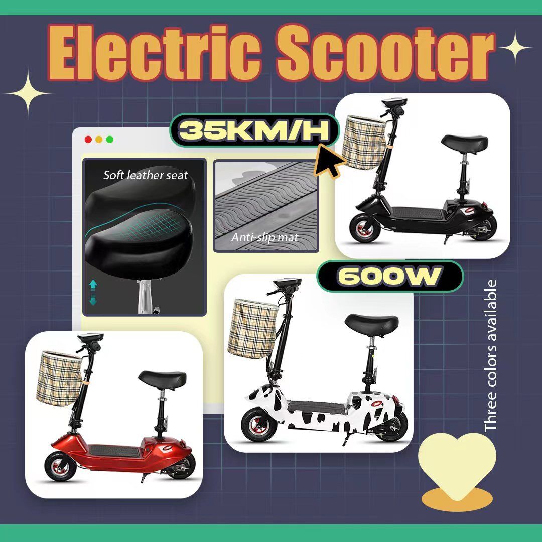 🛴 Electric Scooter 600W 35km/h Motor 8 inch Foldable Portable Commuter Bike