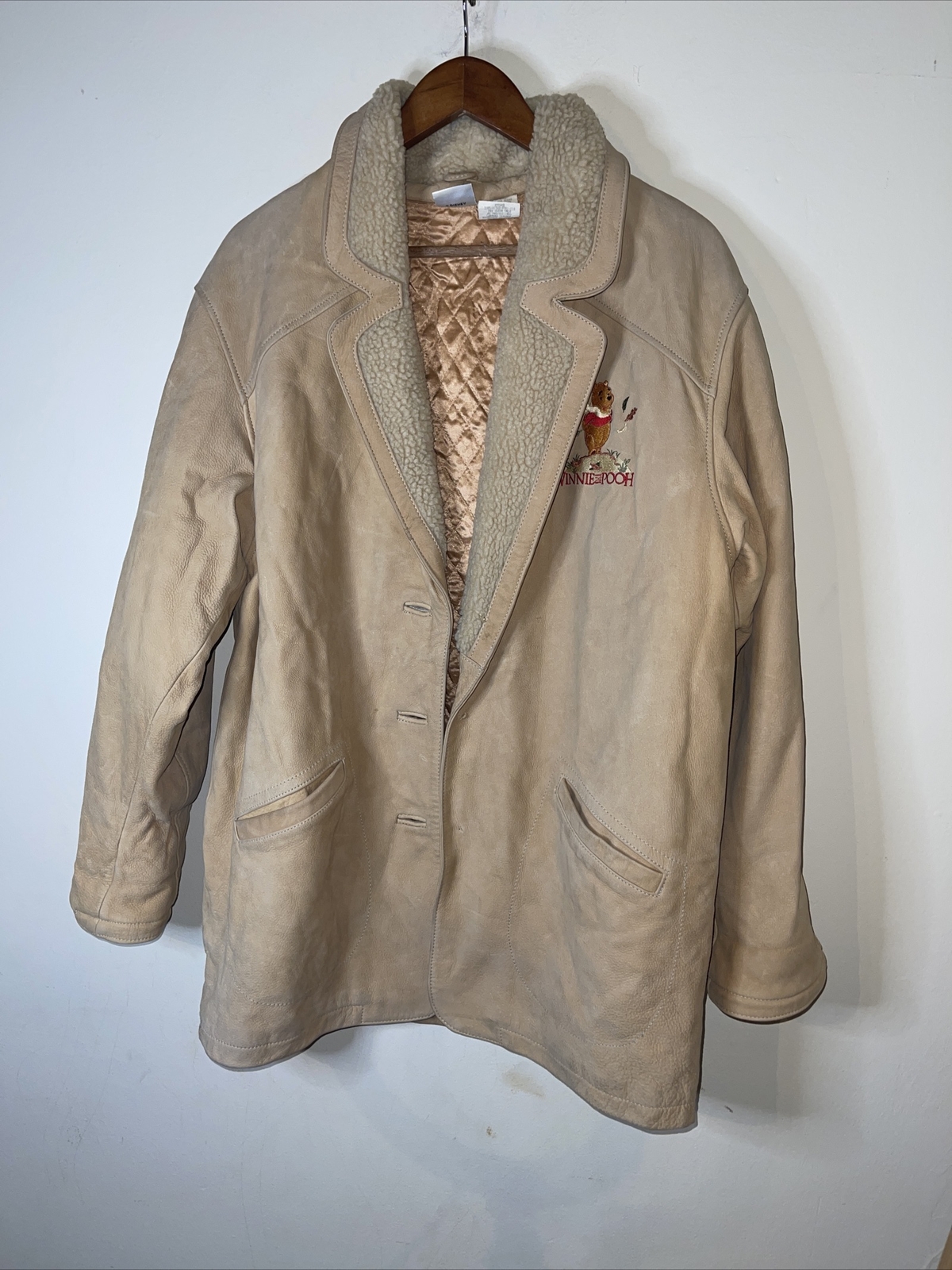 Pooh Brown Leather Coat Bomber Jacket 
