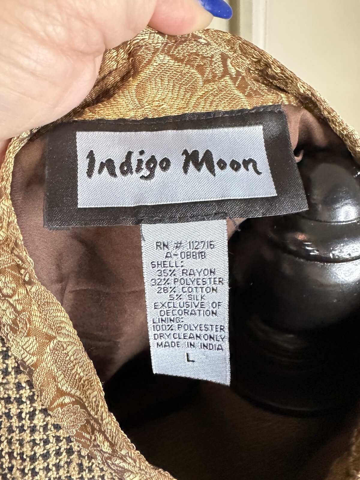 Vintage Indigo Moon Patchwork Jacket L - image 8