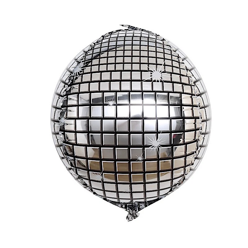 SILVER 13" wide Disco Ball Orb Mylar Foil Balloon Party Wedding Decorations Sale - Image 4 of 4