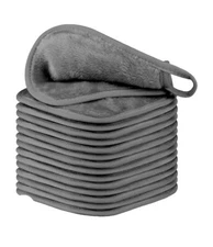 10 Pack Washable Microfiber Makeup Remover Cloth Pad Towel With Hang Loop Grey