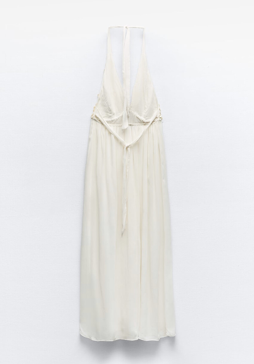 ZARA SEASHELL DRESS LIMITED EDITION WHITE VNECK NEW SS23 SIZE XSL REF