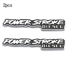 (black) Pair Power Stroke Diesel Logo Stickers Emblem Badge Metal Trunk Decals