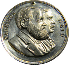 1892 Benjamin Harrison Campaign Medal  DeWitt-BH 1892-5 (0117)  Smith And Seward