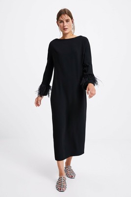 zara feather dress