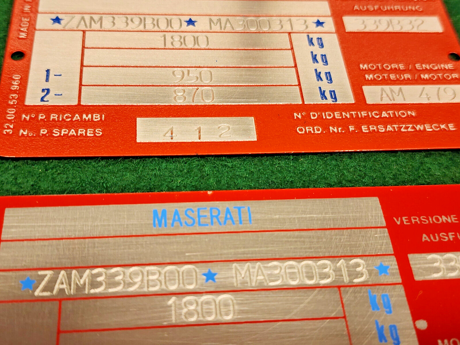 Maserati Data Plate