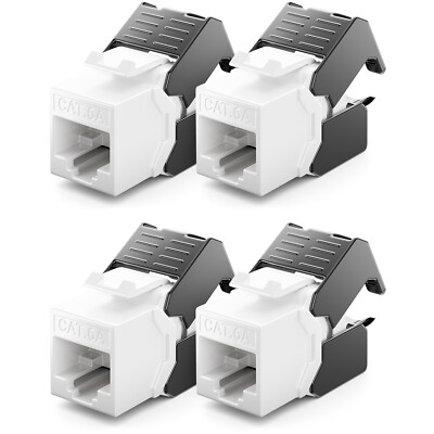 deleyCON 4x CAT6a Keystone Jack Modul RJ45 LAN DSL Netzwerk Kabel Adapter Buchse