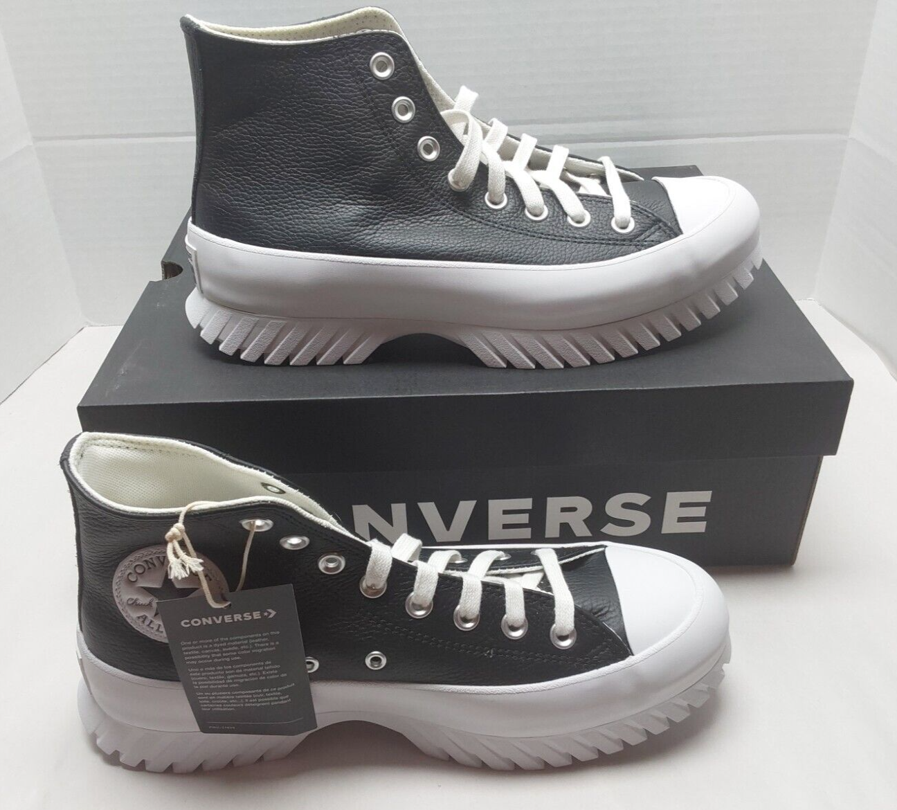 Converse Leather All Star Lugged 2.0 Size: M8 / W10 A03704C Black & White NIB...