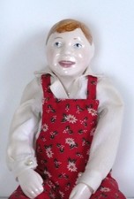 Vintage Porcelain Head Cloth Body Doll Boy