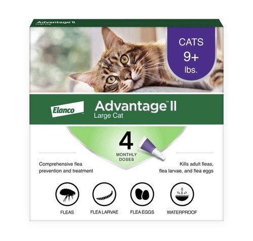 Advantage II Flea Spot Treatment for Cats, over 9 lbs, 4 Doses (4-mos. supply)