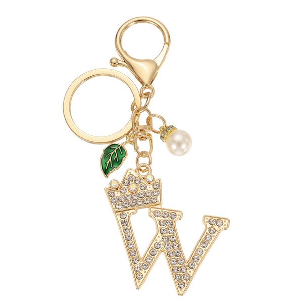 FüR Bling Crown Initial Letter Keychain AnhäNger Gold, Frauen, Buchstabe A-Z-image