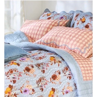 Anthropologie Iluka Cotton Printed Floral Quilt Size King