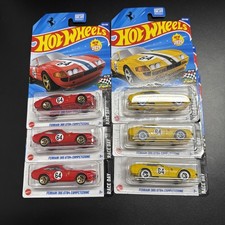 Hot Wheels Ferrari 365 GTB4 Competizione Red/Yellow Race Day - Lot of 6 - NEW
