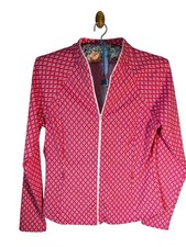 NWT Sigrid Olsen Golf Tennis Pink Floral Zip Jacket UPF 50 Women's Large