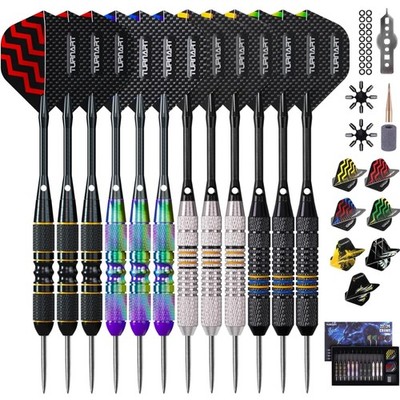 Dartpfeile Aluminium 12er Set, Profi Steeldarts, Dart Case, Violett, Unisex