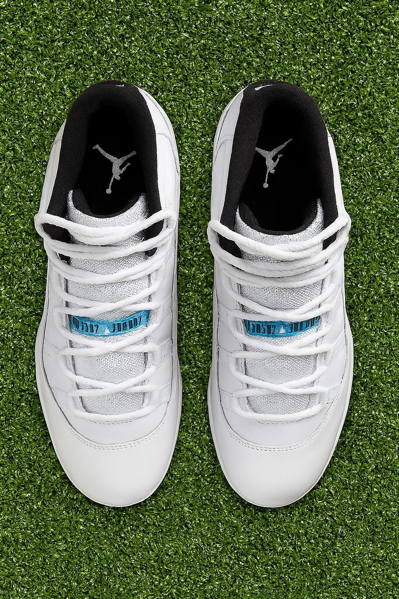 - Jordan 11 Mid TD Men\'s Athletic Shoes - White and Blue Jordan 11 Retro Men main image 4