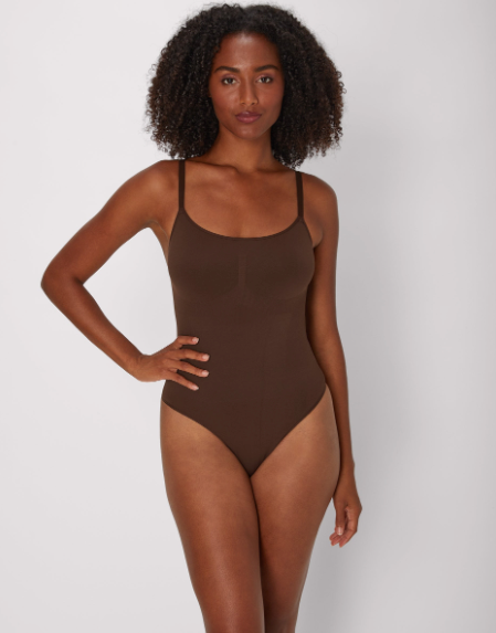 Maidenform Seamless Tummy Control Shapewear Thong Bodysuit Just Brown M 11121