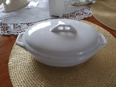 Hutschenreuther Selb Art Deco Suppenterrine mit Deckel  Weiss Porzellan
