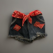 Build A Bear Blue Denim CutOff Jean Shorts Red Bandana Belt BABW Country Cowgirl