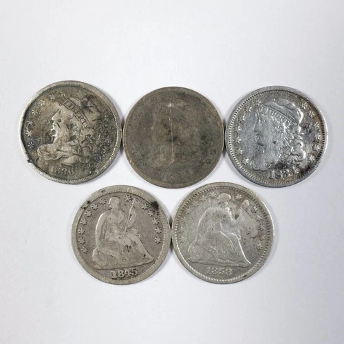1830, 1834, 1836 Capped Bust & 1845, 1858o Seated Liberty Half Dimes H10C 31061