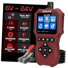 Car Battery Tester 6V 12V 24V with Lithium Battery Testing, BT911 5 Light Red