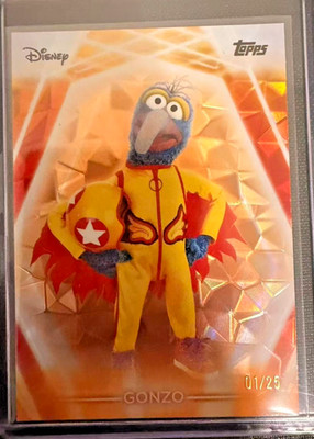 2026 Topps Disney Neon Gonzo Orange Diamond Refractor 01/25 First Print Muppets