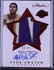 2019 Panini Flawless Magic Johnson Star Swatch Logo Patch Auto /15 LA Lakers