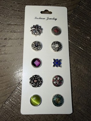 Set Of Petite Earrings 10 Snaps 12mm Gingersnaps Charm Ginger Snap Button Lot