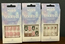 KISS Nails voguish fantasy Mix Lot 3-28 count short length Christmas glue on