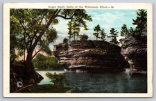 Vtg Postcard Sugar Bowl Dells Wisconsin River Rocky Islands USA Posted