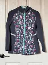 NWT FREE COUNTRY Girls 14/16 Grey with Flowers Soft Shell Jacket