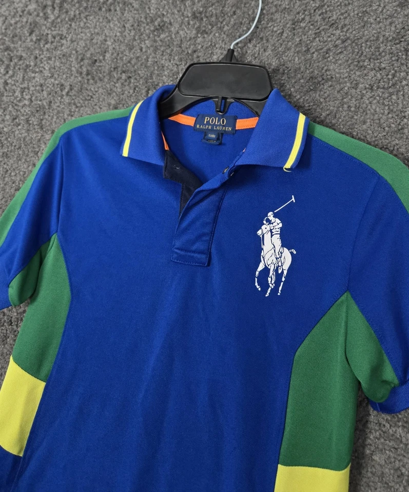 Polo Ralph Lauren Shirt Youth Boys Size 8 Small Big Pony Polo Colorblock Logo - Image 3 of 4