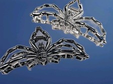 Goth/Halloween SPIDER Metal Hair Claws. Set Of TWO. 4" Chrome darksilver.New 