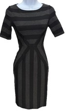 Anthropologie Maeve Geoplane Pencil Dress Size 0 Sheath Short Sleeve Black